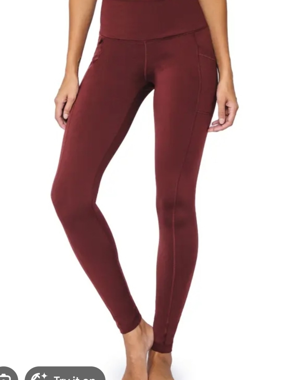 90 Degree By Reflex NWOT Polarflex Burgundy High-Waist Leggings With Pockets